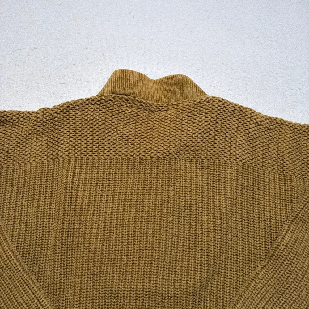 Eddie Bauer Sweater Mens L Brown Vintage Henley Chunky Knit Cotton Shawl Collar
